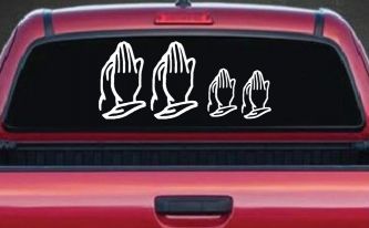 Praying Hands Christian Stick Family Car or Truck Window Decal Sticker
