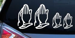 Praying Hands Christian Stick Family Car or Truck Window Decal Sticker