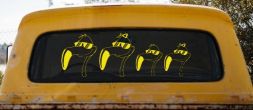 Flamingo Stick Family Car or Truck Window Decal Sticker (Yellow)