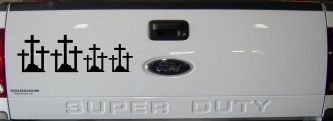 Christian 3 Crosses Stick Family Car or Truck Window Decal Sticker (Black)