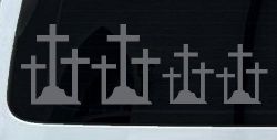 Christian 3 Crosses Stick Family Car or Truck Window Decal Sticker (Silver)