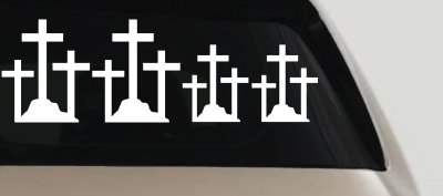 Christian 3 Crosses Stick Family Car or Truck Window Vinyl Decal Sticker