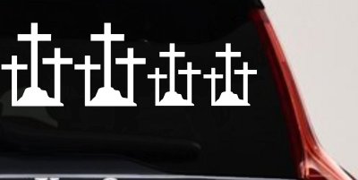 Christian 3 Crosses Stick Family Car or Truck Window Vinyl Decal Sticker