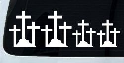 Christian 3 Crosses Stick Family Car or Truck Window Decal Sticker