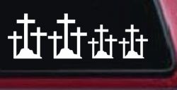 Christian 3 Crosses Stick Family Car or Truck Window Decal Sticker