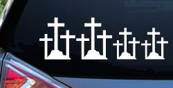 Christian 3 Crosses Stick Family Car or Truck Window Decal Sticker