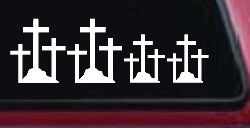 Christian 3 Crosses Stick Family Car or Truck Window Decal Sticker