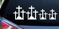 Christian 3 Crosses Stick Family Car or Truck Window Decal Sticker