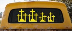 Christian 3 Crosses Stick Family Car or Truck Window Decal Sticker (Yellow)