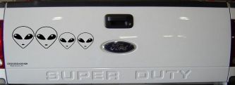 Alien Stick Family Car or Truck Window Decal Sticker (Black)