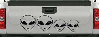 Alien Stick Family Car or Truck Window Decal Sticker (Black)
