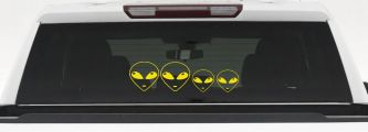 Alien Stick Family Car or Truck Window Decal Sticker (Yellow)