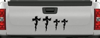 Christian Tribal Cross Stick Family Car or Truck Window Decal Sticker (Black)
