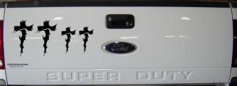 Christian Tribal Cross Stick Family Car or Truck Window Decal Sticker (Black)