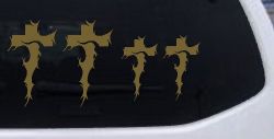 Christian Tribal Cross Stick Family Car Truck Window Vinyl Decal Sticker (Gold)