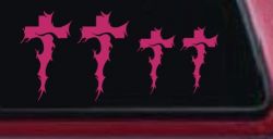 Christian Tribal Cross Stick Family Car or Truck Window Decal Sticker (Hot Pink)