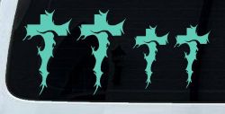 Christian Tribal Cross Stick Family Car or Truck Window Decal Sticker (Mint)