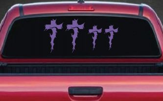 Christian Tribal Cross Stick Family Car or Truck Window Decal Sticker (Purple)
