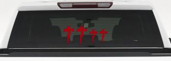 Christian Tribal Cross Stick Family Car or Truck Window Decal Sticker (Red)