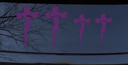 Christian Tribal Cross Stick Family Car or Truck Window Decal Sticker (Violet)