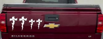 Christian Tribal Cross Stick Family Car Truck Window Vinyl Decal Sticker (White)