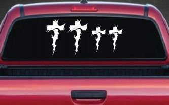 Christian Tribal Cross Stick Family Car or Truck Window Decal Sticker