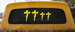 Christian Tribal Cross Stick Family Car or Truck Window Decal Sticker (Yellow)