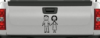Expecting Family Stick Figure Car Decal - Window Vinyl Sticker (Black)