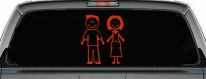 Expecting Family Stick Family Car or Truck Window Decal Sticker (Orange Red)