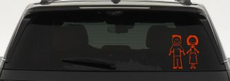 Expecting Family Stick Family Car or Truck Window Decal Sticker (Orange Red)