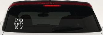 Expecting Family Stick Figure Car Decal - Window Vinyl Sticker (White)