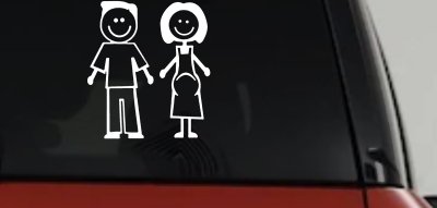 Expecting Family Stick Figure Car Decal - Window Vinyl Sticker