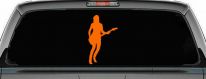 Guitar Player Car or Truck Window Decal Sticker (Orange)