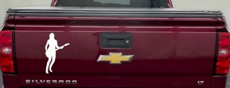 Guitar Player Decal for Car Truck Window | Music Lover Vinyl Sticker (White)