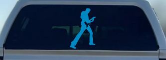 Guitar Player Car or Truck Window Decal Sticker (Blue)