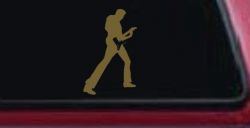 Guitar Player Decal for Cars Trucks Windows Vinyl Sticker (Gold)