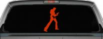Guitar Player Car or Truck Window Decal Sticker (Orange Red)