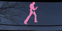 Guitar Player Decal for Cars Trucks Windows Vinyl Sticker (Pink)