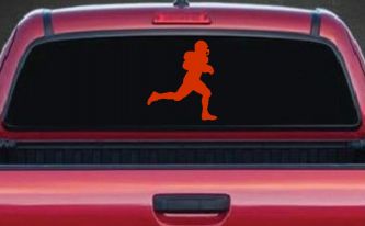 Football Player Running Sports Car or Truck Window Decal Sticker (Orange Red)
