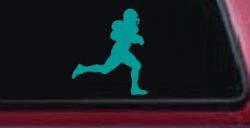 Football Player Running Sports Car or Truck Window Decal Sticker (Turquoise)