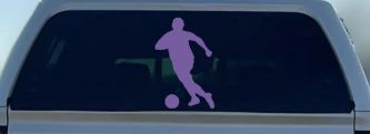 Soccer Player Sports Car or Truck Window Decal Sticker (Purple)