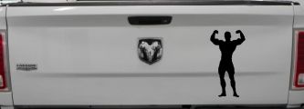 Body Builder Sports Car or Truck Window Decal Sticker (Matte Black)