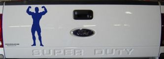 Body Builder Sports Car or Truck Window Decal Sticker (Navy)
