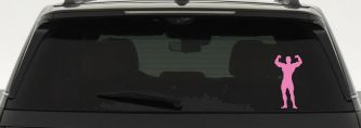 Body Builder Car Truck Decal - Vinyl Window Sticker for Muscle Vehicles (Pink)