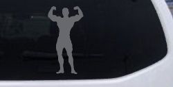 Body Builder Sports Car or Truck Window Decal Sticker (Silver)