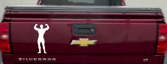 Body Builder Sports Car or Truck Window Decal Sticker (White)