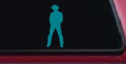 Cowboy Decal Western Car or Truck Window Decal Sticker (Turquoise Blue)
