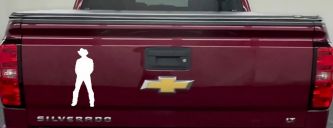 Cowboy Decal Western Car or Truck Window Decal Sticker (White)