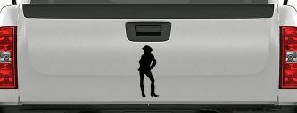 Cowgirl Decal Western Car or Truck Window Decal Sticker (Black)