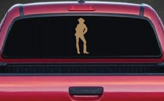 Cowgirl Decal Western Car or Truck Window Decal Sticker (Light Brown)